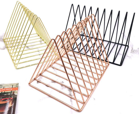 9 Pack 2 EASEPRES Slot Magazine Rack Book Record Holder, Desktop Iron Storage Rack Bookshelf Multifunction Triangle