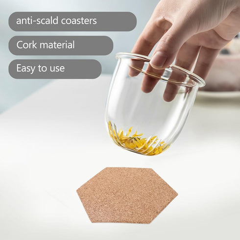 Ceramic Coasters 10pcs Hexagon Cork Boards Tiles Decorative Self-Adhesive Bulletin Board Memo Board for Home Office