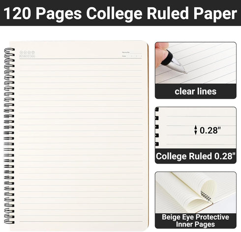 EUSOAR Hardcover Lined Notebook, A4 3 Packs 8.5"x 11" 120 Pages, College Ruled Travel Writing Notebooks