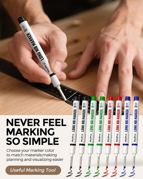 8 20mm (4 Nicpro PCS Long Nib Marker Pens, Deep Hole Marker, Quick Dry & Waterproof Construction Markers, Long Head