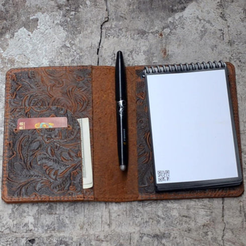 JJNUSA Compatible Rocketbook Mini Cover, Handmade Distressed Genuine Leather Journal Notebook for Card Holder