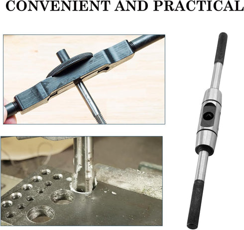 Adjustable Tap Wrench Handle, Tapping Hand Tool for M4-M10 Metric Taps, 225mm/8.8" Length