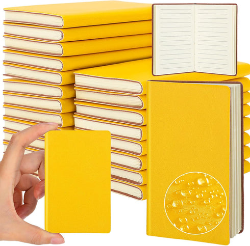 Yeaqee 20 Pack Leather Pocket Notebook Journals, 4" x 2.5", 50 Pages, Waterproof Soft Cover for School Office