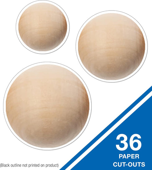 Schoolgirl Style Simply Safari 36-Piece Wooden Bead Bulletin Board Cutouts, Boho Beads Classroom Cutouts, Light Wood Grain Cutouts for Bulletin Board, White Board, Cork Board, and Boho Classroom Décor by Schoolgirl Style