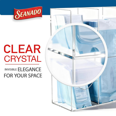4-Compartment SEANADO Sterilization Pouch Organizer Acrylic Dispenser Holder, Wall Mount or Desktop Rack for All Size