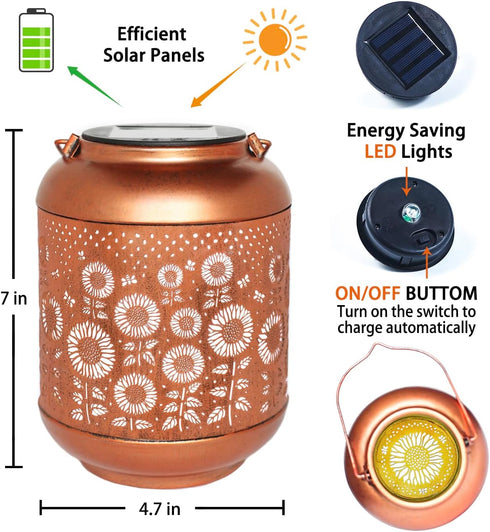 Mothers Day Gifts for Mom Sunflower Solar Lanterns Outdoor Waterproof Hanging Solar Lights Sunflower Gifts for Women