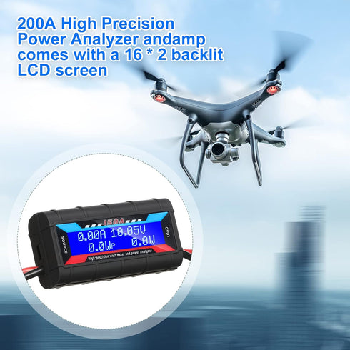 Yunsailing 2 Pcs High Precision Watt Meter Power Analyzer Battery Consumption Monitor with Backlight Digital LCD Screen