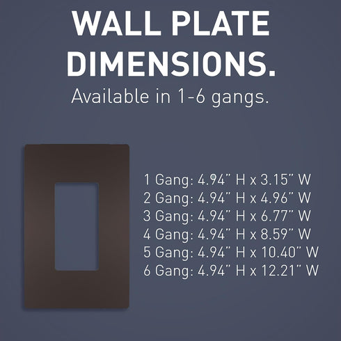 Legrand radiant RWP26DBCC6 Screwless Wall Plates, 1 Gang, Decorator Rocker GFCI Cover, Dark Bronze, 1 Count