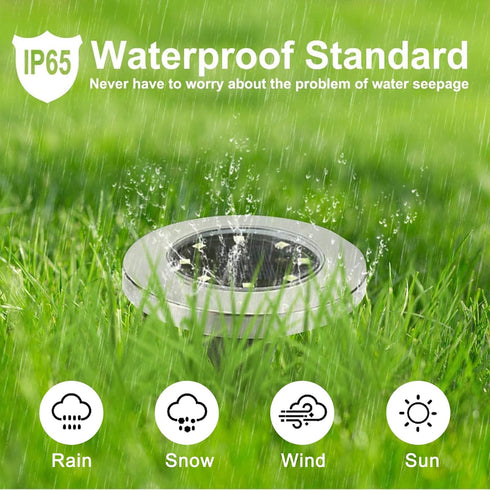 Rayolon 4.6 Inch (8 Pack Diameter Solar Ground Lights, Waterproof Solar Garden Lights, Outdoor Garden Waterproof Bright