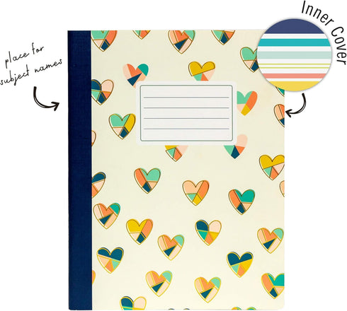 Pukka Pad, Carpe Diem Composition Notebooks - 3 Pack of Journals Featuring 140 Pages of College Ruled 80GSM Paper with