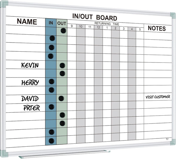 Lockways in and Out Magnetic Dry Erase Board, Employee Planner Board 24" x 18", Colorful Wall-Mounted Aluminum Frame