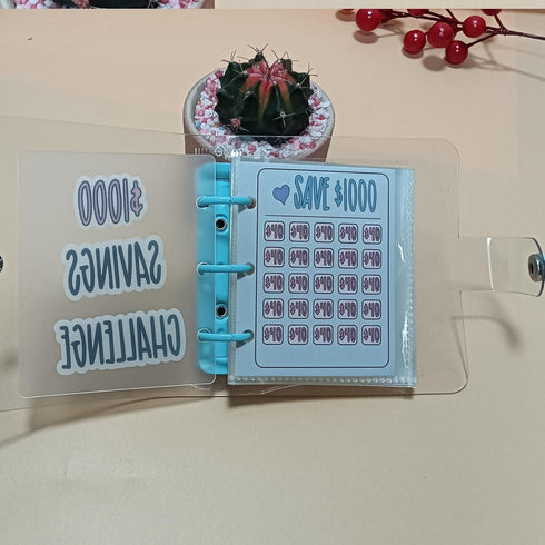 Mini 1000 Budget Binder with Cash Envelopes, Envelope Savings Challenge Binder, Reusable Budget Planner for Saving