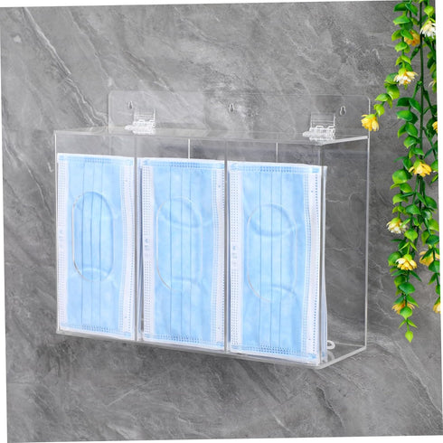 GARVALON Wall Mounted Acrylic Glove Holder and Mask Storage Box Compartment Dispenser for Gloves and Masks Organization