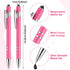 Zonon 38 Pieces Rubberized Ballpoint Pen with Stylus Tip, Soft Grip Metal Pen, Black Ink for Most Devices (Hot Pink)