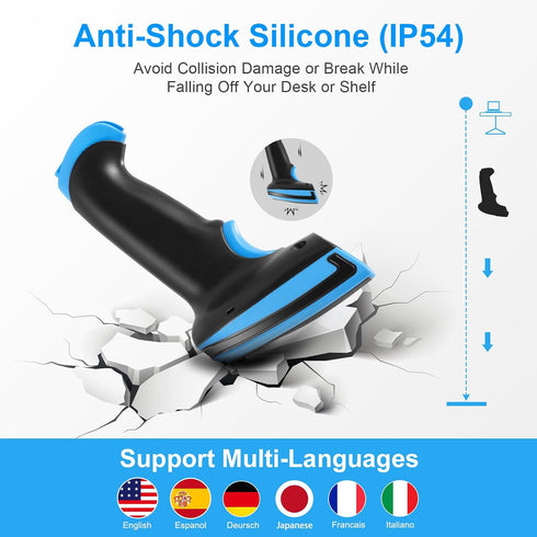 onewscan 1D 2.4G Barcode Scanner Wireless Laser Bar Code Scanners with Stand Wireless & USB Wired Connection Plug