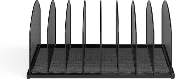Safco Products Onyx Desktop File Organizer, 8 Upright Sections for Home, Office or Classroom, Black