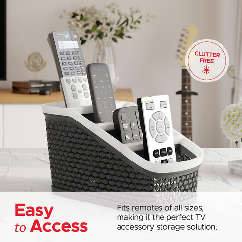 Remote Control Holder Set of 2, 4 Compartment Organizer for TV Remotes, Desktop Storage