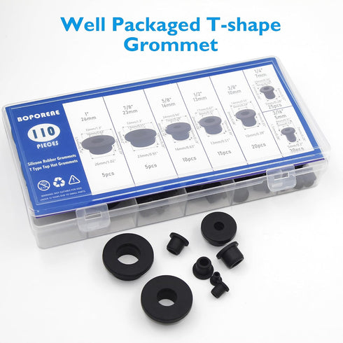 110PCS Grommets Grommet Tophat Silicone Rubber for Wiring Assortment Kit, Waterproof Automotive Firewall Wire Cable
