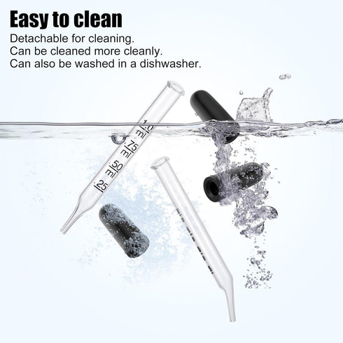4pcs 1ml Dropper, Eye Dropper Glass with Measurements, Bent & Straight Tip, Liquid Accurate Dropper with Brush