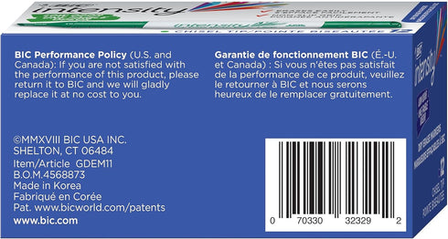 BIC Intensity Low Odor Dry Erase Marker, 12 Pack, Chisel Tip, Green, Non-Toxic Markers