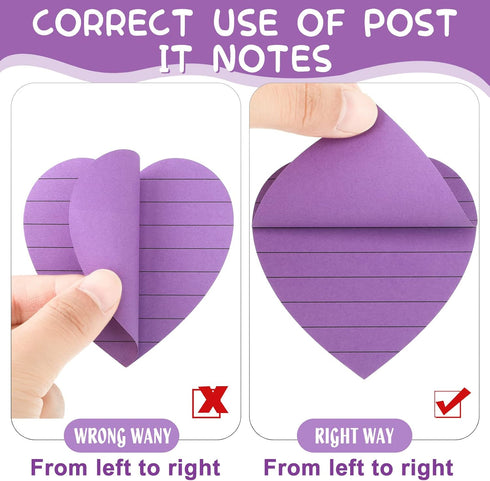 Teling 24 Pcs Heart Shape Sticky Notes, 3x3 Inch, Bright Colorful Memo Pads, Self Sticky Note Pads for Office
