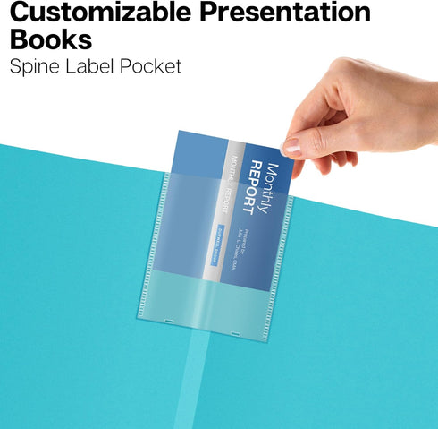 Dunwell 9x12 Presentation Binder with Clear Plastic Sleeves (Aqua), 24 Pockets for 9 x 12 or A4 Size Documents
