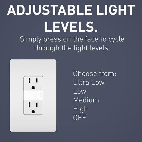 Legrand radiant NTL885TRWCC6 15 Amp Adjustable LED Night Light Outlet, Tamper Resistant Decorator Receptacle, Optional Louver, White (1 Count)