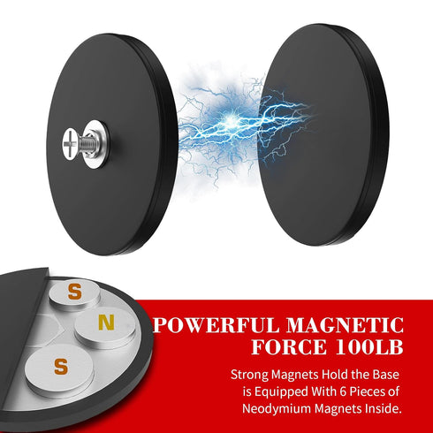4Pcs 100LBS M6 Thaibear Rubber Coated Magnets, Rubber Coated Neodymium Magnets with Magnetic Assembly Base