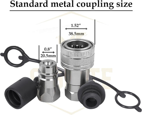 2 Set 1/2 Tractor Hydraulic Coupler Male Dust Cap and Female Plug Cover, ISO A Quick Disconnects Port Plug Fittings