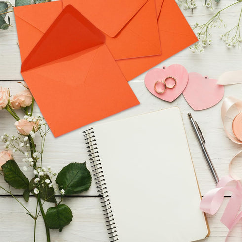 Whaline 50Pcs A7 Burnt Orange Invitation Envelopes Set V-Flap Gift Card Sleeves for Fall Mailing