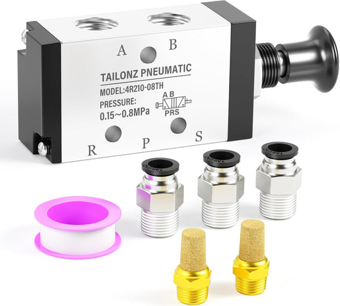 TAILONZ PNEUMATIC 1/4"NPT 5 Way 2 Position Air Hand Lever Operated Valve Manual Control Push-Pull