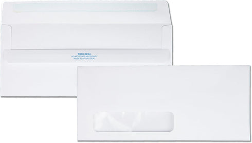 Quality Park Redi-Seal No. 10 Window Envelopes, White, 500 per Box, QUA21318