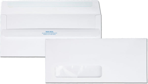 Quality Park Redi-Seal No. 10 Window Envelopes, White, 500 per Box, QUA21318