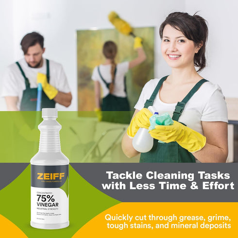 75% Vinegar - Industrial Strength Cleaning Vinegar 32 Oz for Home & Laundry - Descale Mineral Deposits Horticultural