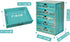 Turquoise 5-Tier Drawer Desktop Curio Cabinet, French Farmhouse Country Desk Organizer Box with Label Holder