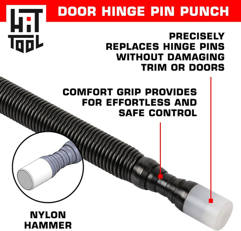 Door Hinge Pin Removal Tool - Spring Driven Remover Punch with Nylon Faced Hammer