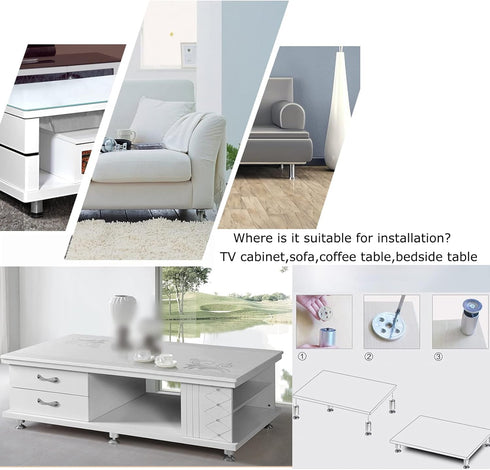 HJYCLFAZU 8 40cm Cabinet,4Pcs (8cm/3.15Inch) Adjustable Couch Legs Tv Cabinet Feet,Aluminum Alloy Furniture