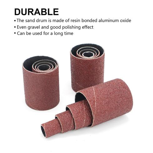 2” Long Sanding Drums and Sleeves Set with 1/4” Shank for Drill, Sanding Drum Kit for Wood and Metal