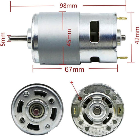Micro DC 12V-24V 10000RPM 775 Motor Ball Bearing Large Torque High Power Low Noise Brushed DC Motor Driver for Electrical Tools DIY by BestTong