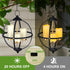 SUNNYPARK 3 12.6" Battery Operated Outdoor Candle Chandelier - Black and Gold Metal Globe Hanging Pendant Light