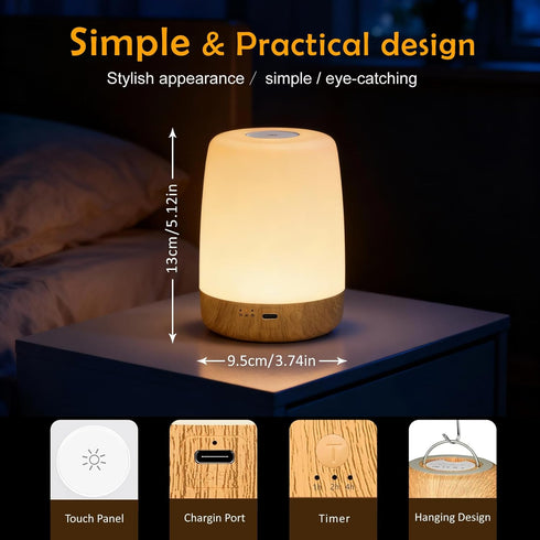 256 Dimmable ELITUN Bedside Baby Night Light, Changing RGB Colors Rechargeable Night Light for Kids, Small Wireless