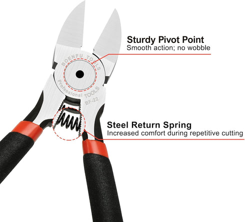 BOENFU Heavy Duty Wire Cutters 6 Inches, 2 Pack Flush Cut Pliers for Crafting, Floral, and Electrical Use