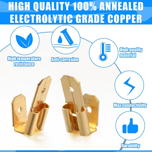 Unisulated 25 Pcs Piggyback Spade Connectors, 3 Way Adapter Dual Male to Single Female Quick Disconnect Terminals