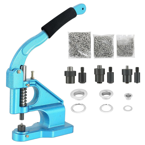 ATPEAM Hand Press Grommet Machine, Heavy Duty Industrial Eyelet Tool Kit, 3 Dies (#0#2#4), 1500 Grommets