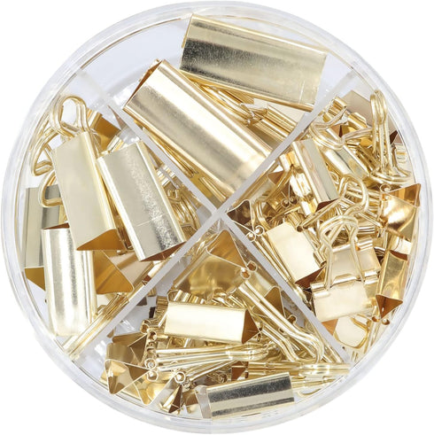 Binder Clip, Paper Binder Clips Assorted Sizes, 84 Pack (Gold) for Office School