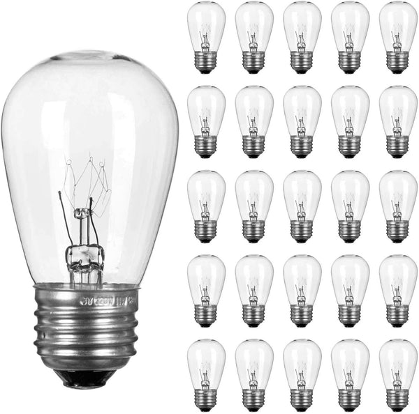 Moonflor S14 Replacement Light Bulbs, 11W Clear Glass Bulb fits E26 Medium Base,