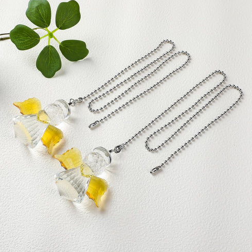 2 Pack Ceiling Fan Pull Chain Extension,Yellow Crystal Angel Pendant Pull Chains for Ceiling Fans and Lights