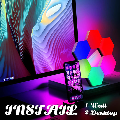 (6-Pack) ODISTAR Remote Control Hexagon Wall Light,Smart Wall-Mounted Touch-Sensitive DIY Geometric Modular Assembled