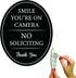 4" x 5" Smile You're on Camera & No Soliciting Sign, 3M Self-Adhesive for Door, Window, Wall, Durable Aluminum