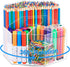 OIF Acrylic Pen Holder, 360-Degree Rotating Pencil Organizer with 6 Compartments for Kids, Office Desk